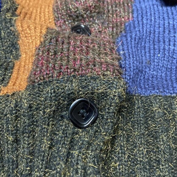 Vintage Hudson Bay 80s Wool Knit Long Textured Cardigan 3D Textured Mod Loud L - Picture 10 of 10